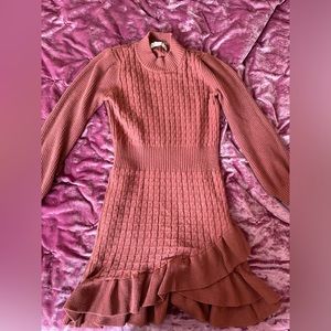 Ruffled Mini Sweater Dress